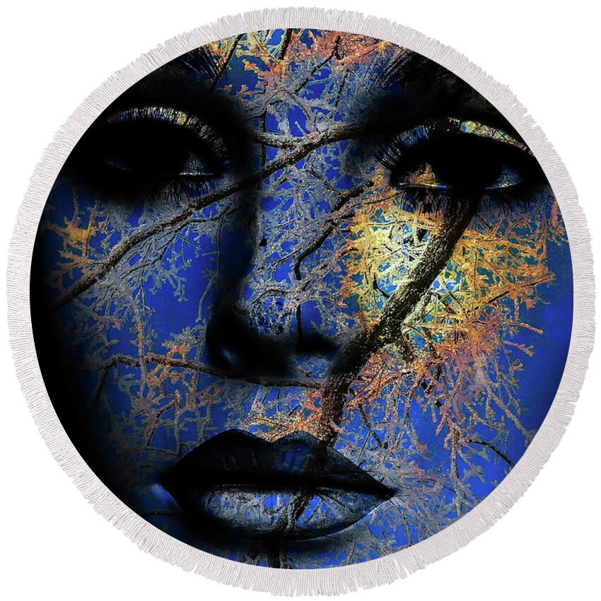 Woman Round Beach Towel featuring the photograph Ice woman by Gabi Hampe