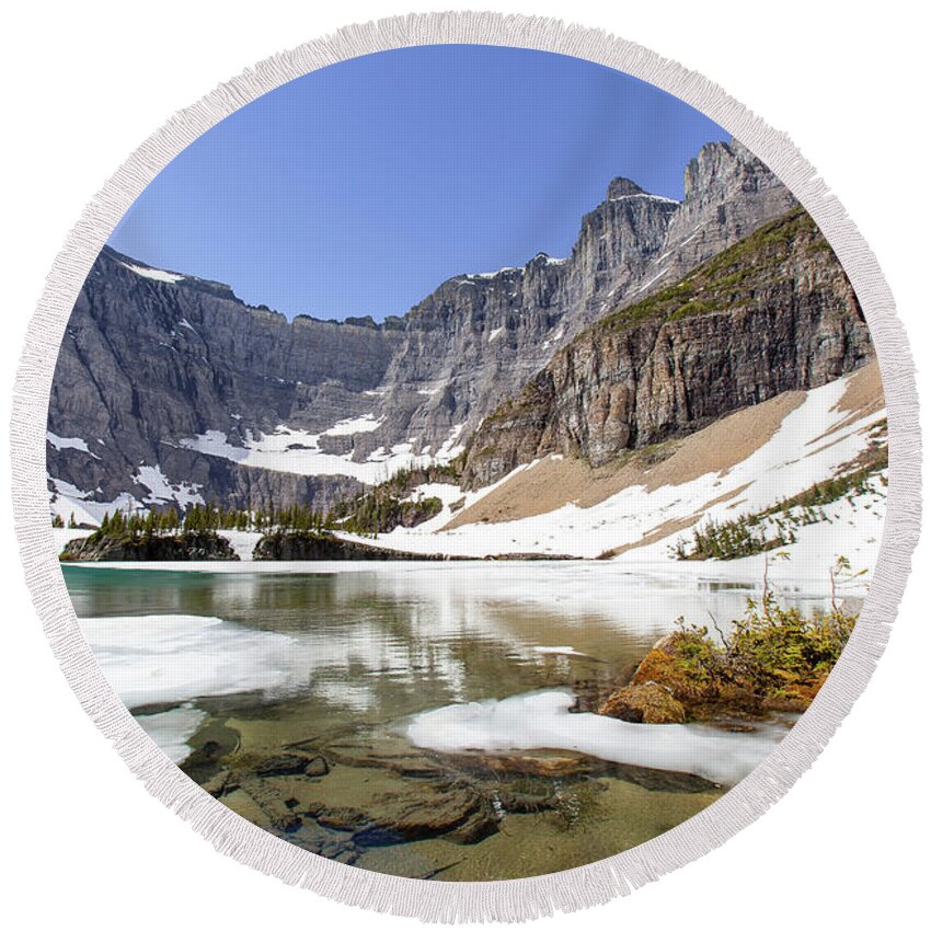 Iceberg Lake Round Beach Towel featuring the photograph Iceberg Lake by Jack Bell
