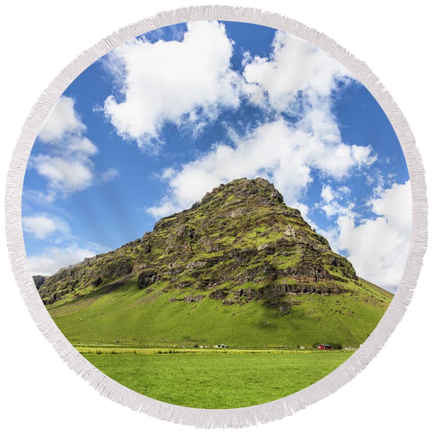 Iceland Round Beach Towel featuring the photograph Icelandic landscape by Didier Marti
