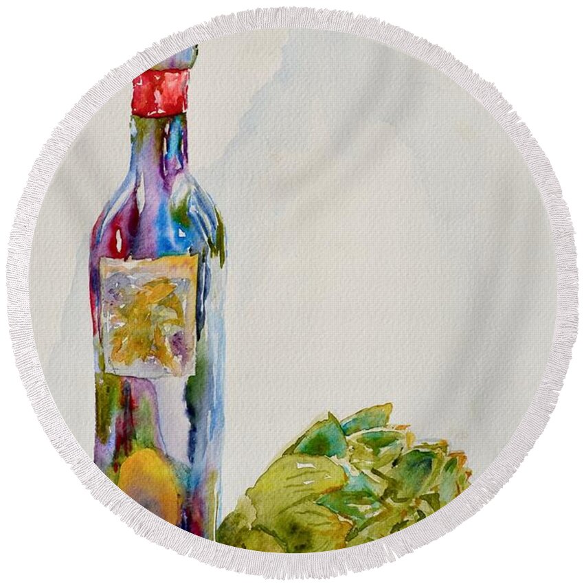 Artichoke Round Beach Towel featuring the painting Il Carciofo Gigante by Beverley Harper Tinsley