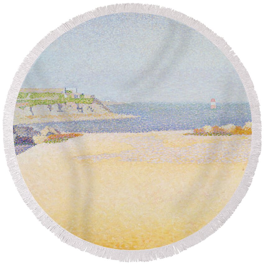 Beach Round Beach Towel featuring the painting Ile la Comtesse, Pontrieux by Paul Signac