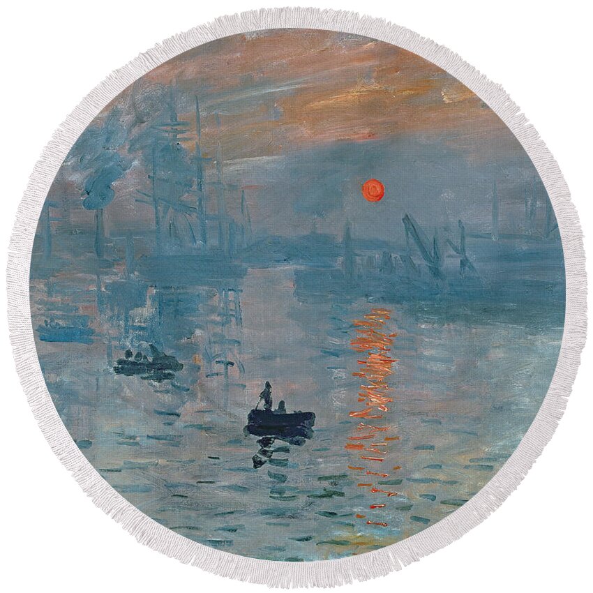 Impression Sunrise Round Beach Towel for Sale by Claude Monet