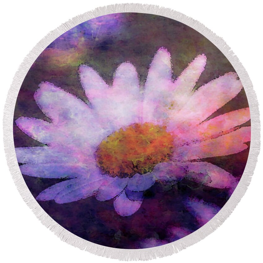 Impressionist Round Beach Towel featuring the photograph Impressionist Daisy 2979 IDP_2 by Steven Ward