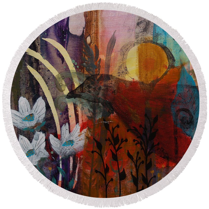 In Harmony Round Beach Towel featuring the painting In Harmony by Robin Pedrero