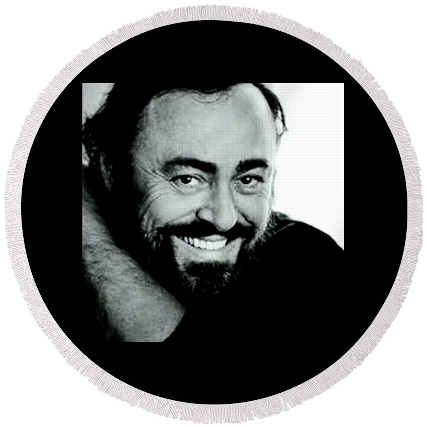 Luciano Pavarotti Round Beach Towel featuring the photograph In Memory Of Luciano Died On September 6, 2007 by Jay Milo