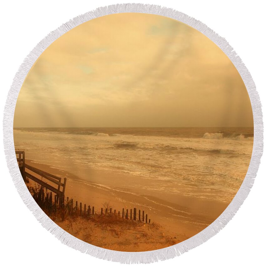 Jersey Shore Round Beach Towel featuring the photograph In My Dreams The Ocean Sings - Jersey Shore by Angie Tirado