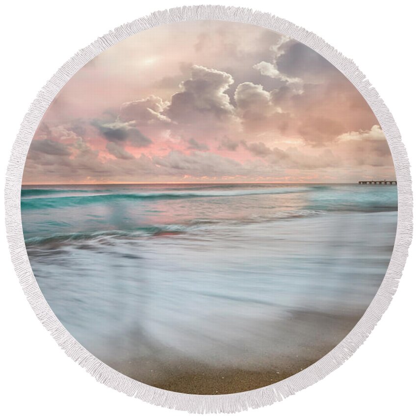 Clouds Round Beach Towel featuring the photograph In Slow Motion by Debra and Dave Vanderlaan