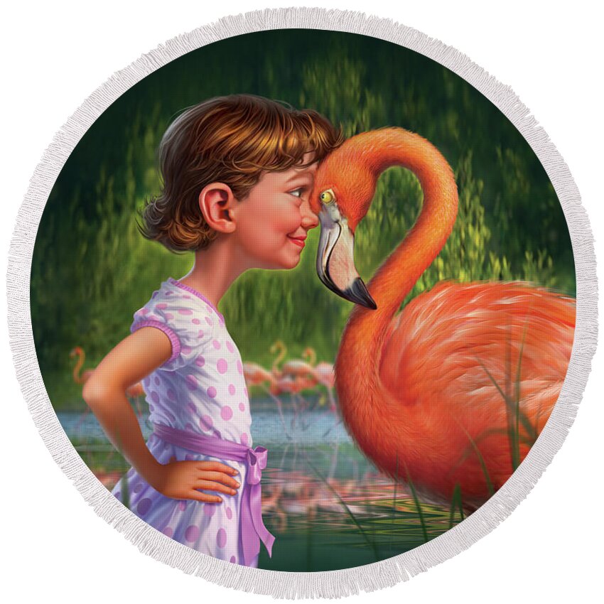 Flamingo Round Beach Towel featuring the digital art In The Eye Of The Beholder by Mark Fredrickson