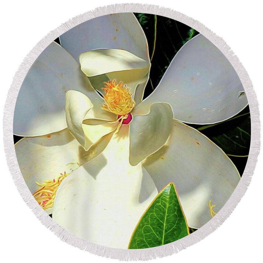 Flower Photography Round Beach Towel featuring the photograph In the Shade by Diana Mary Sharpton