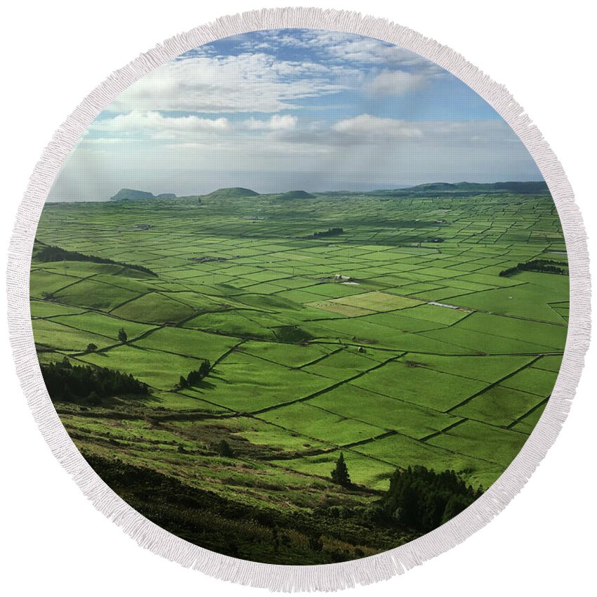 Kelly Hazel Round Beach Towel featuring the photograph Incide the Bowl Terceira Island, Azores, Portugal by Kelly Hazel