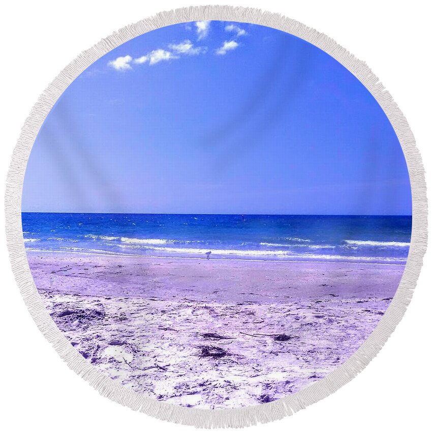 Beach Round Beach Towel featuring the photograph Indian Rocks Beach by Suzanne Berthier