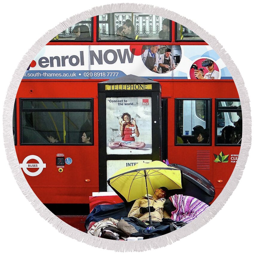 London Round Beach Towel featuring the photograph Indifference by Ira Shander