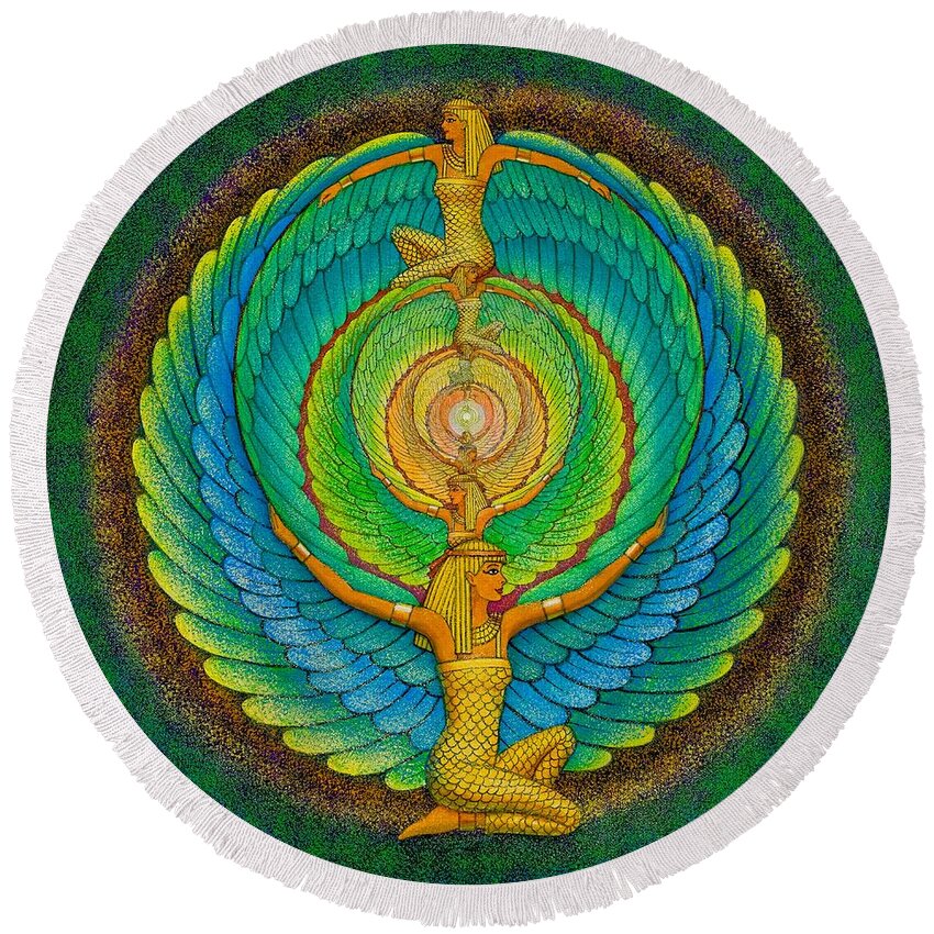 Meditation Round Beach Towel featuring the painting Infinite Isis by Sue Halstenberg