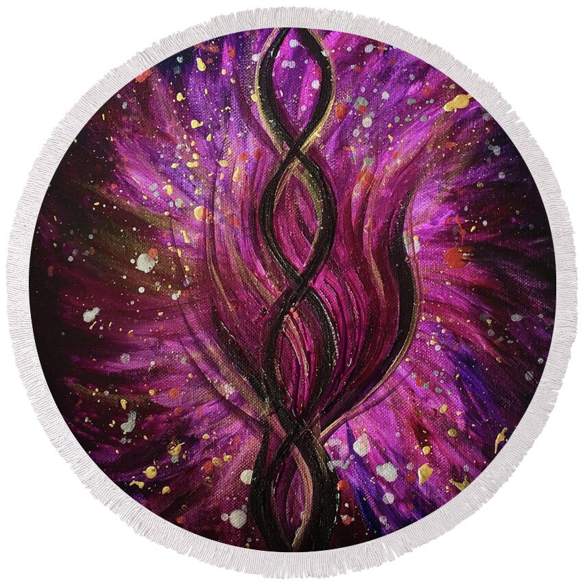 Infinity Round Beach Towel featuring the painting Infinite Love by Michelle Pier