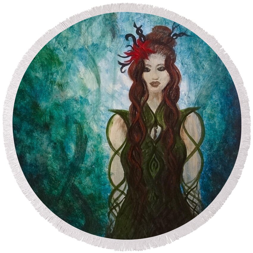 Infinity Round Beach Towel featuring the painting Infinity Goddess by Michelle Pier