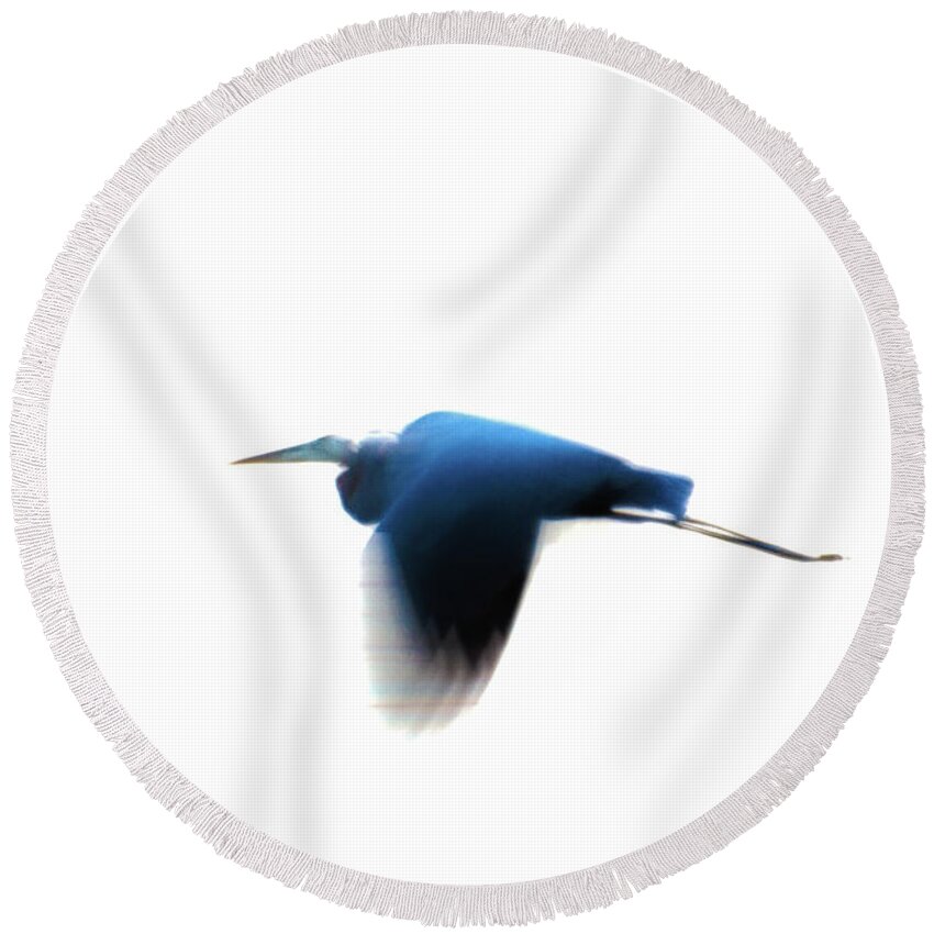 Heron Round Beach Towel featuring the photograph Inflight by William Norton