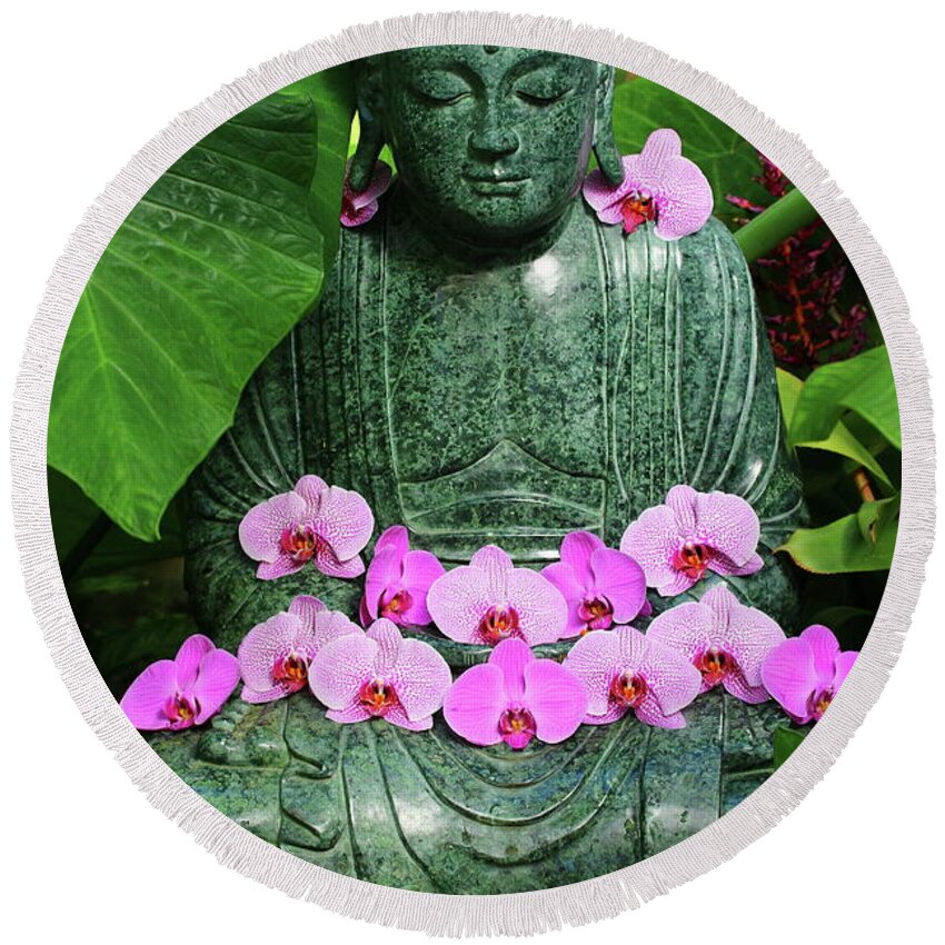 Buddhas Hand Round Beach Towel featuring the photograph Inner Peace by Christiane Schulze Art And Photography