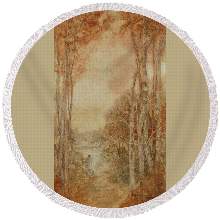 Traveler Round Beach Towel featuring the painting Interior Landscape 8 by David Ladmore