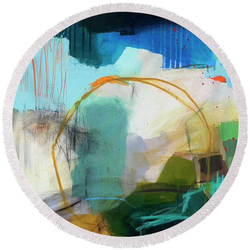 Abstract Art Round Beach Towel featuring the painting Intertidal #1 by Jane Davies