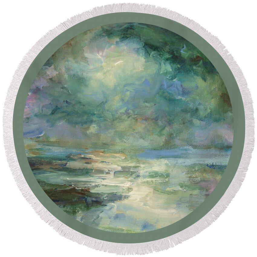 Impressionism Round Beach Towel featuring the painting Into The Light by Mary Wolf
