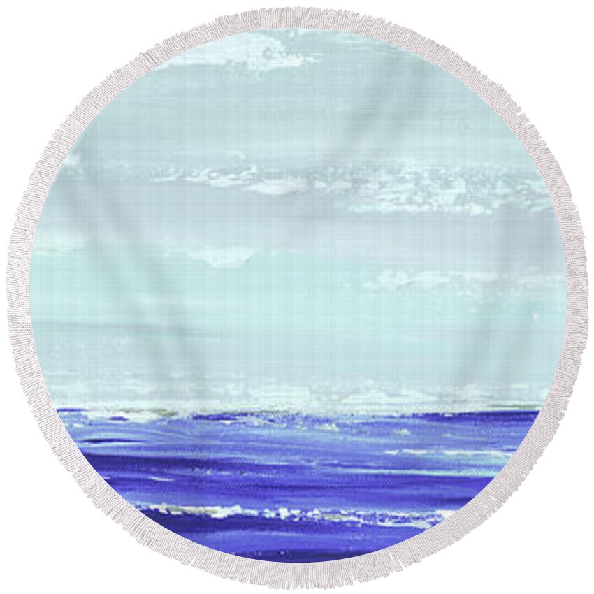 Ocean Round Beach Towel featuring the painting Into The Wind by Tamara Nelson
