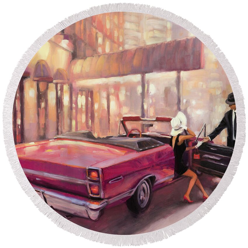 Romance Round Beach Towel featuring the painting Into You by Steve Henderson