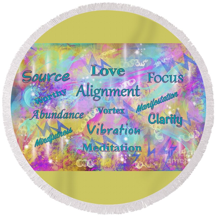 Alignment Round Beach Towel featuring the digital art Introspection by Laurie's Intuitive