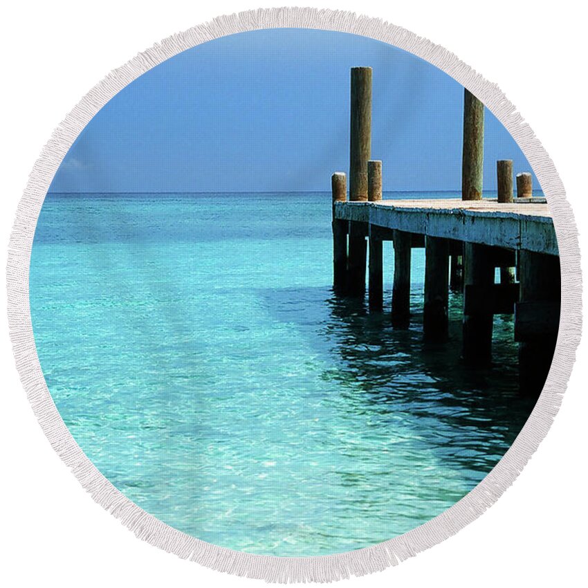Dick Round Beach Towel featuring the photograph Inviting Dock by Ted Keller