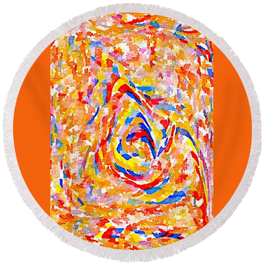 Abstract Art Round Beach Towel featuring the digital art Inward by Artcetera By LizMac