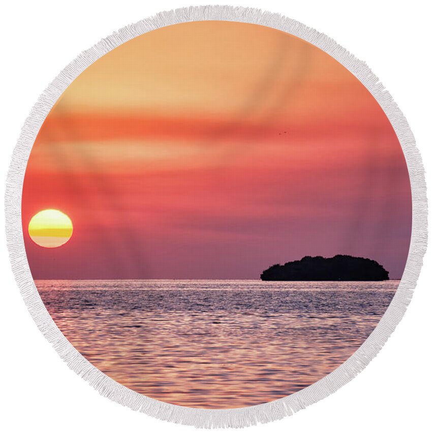 3/22/17 Round Beach Towel featuring the photograph Island Sunset by Louise Lindsay