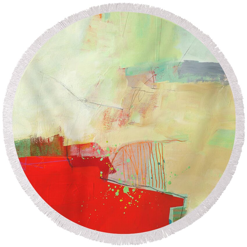 Jane Davies Round Beach Towel featuring the painting It Could Be Anywhere by Jane Davies