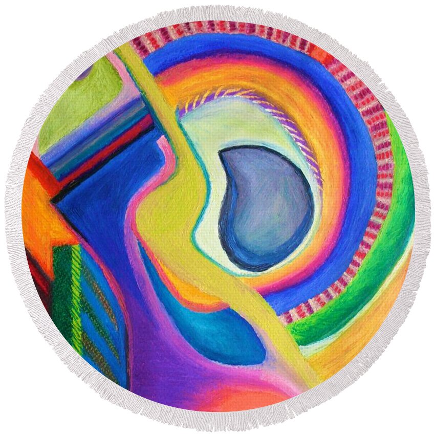  Round Beach Towel featuring the pastel Italian Opera by Polly Castor