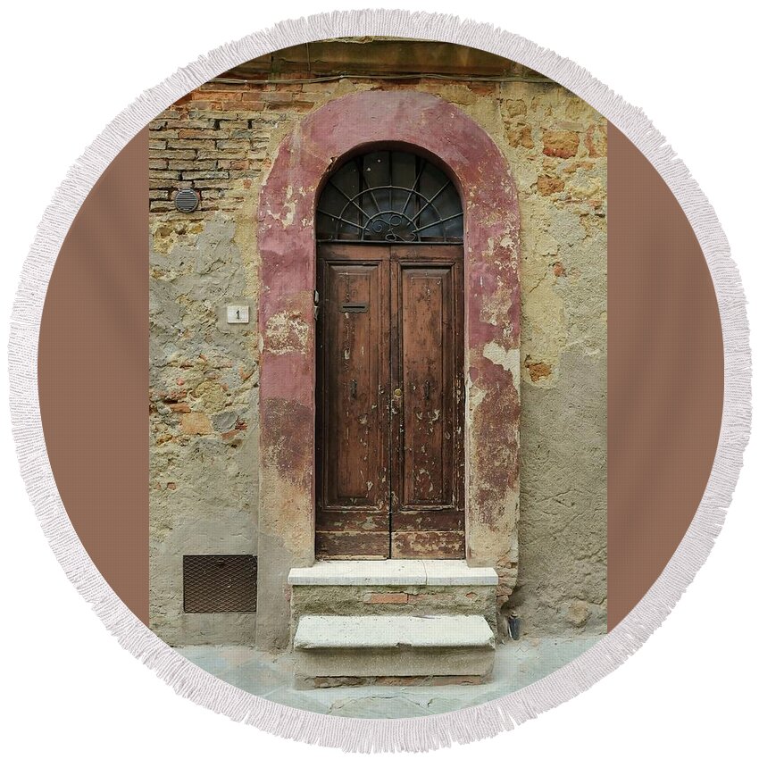 Europe Round Beach Towel featuring the photograph Italy - Door Seven by Jim Benest