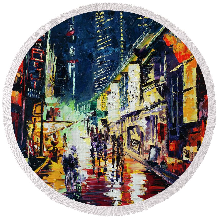City Round Beach Towel featuring the painting I've Come To Bargain, vol. 1 by Nelson Ruger