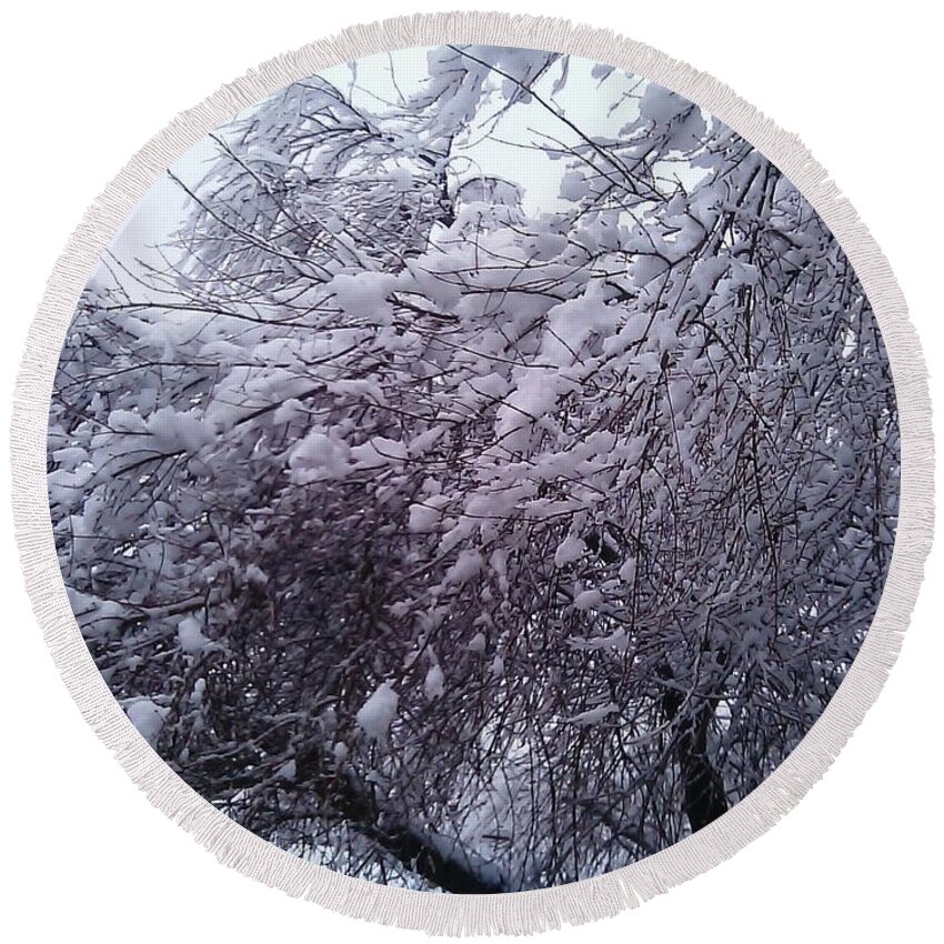 Trees Round Beach Towel featuring the photograph Jack Frost by Raquel Gregory