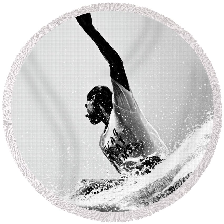 Surfing Round Beach Towel featuring the photograph Jammin by Nik West