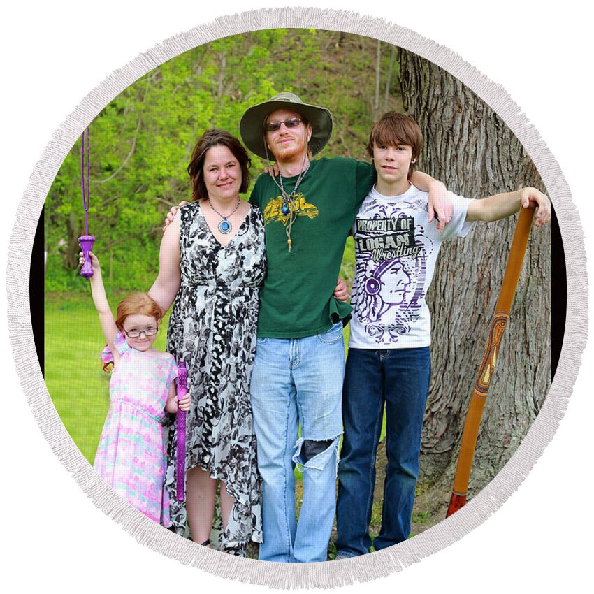  Round Beach Towel featuring the photograph Janelle and Family 2015 by PJQandFriends Photography