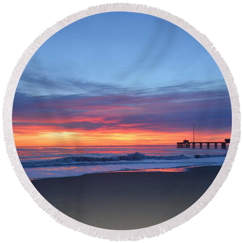 Obx Sunrise Round Beach Towel featuring the photograph January 8, 2018 by Barbara Ann Bell