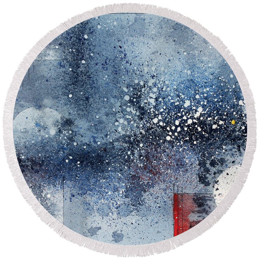 Abstract Original Watercolor Round Beach Towel featuring the photograph January by Monte Toon