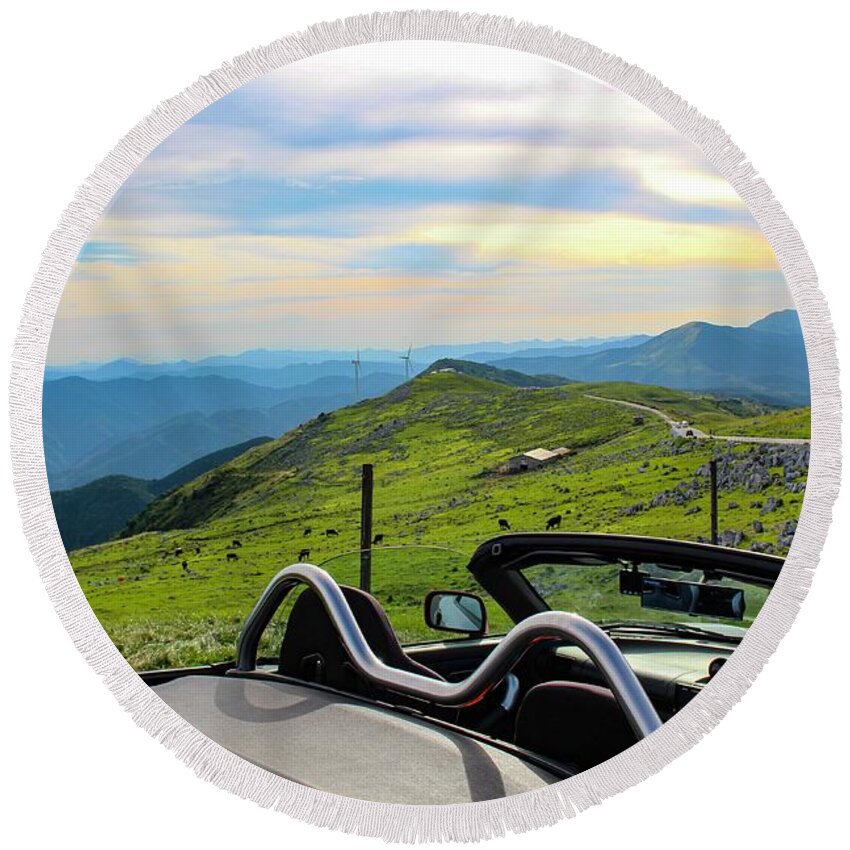 Japan Round Beach Towel featuring the photograph Japan - Beautiful Road by SweeTripper