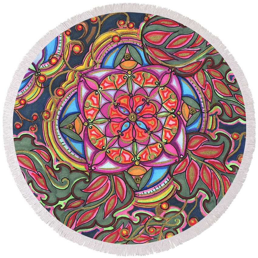 Alcohol Ink Round Beach Towel featuring the painting Jasmine by Vicki Baun Barry