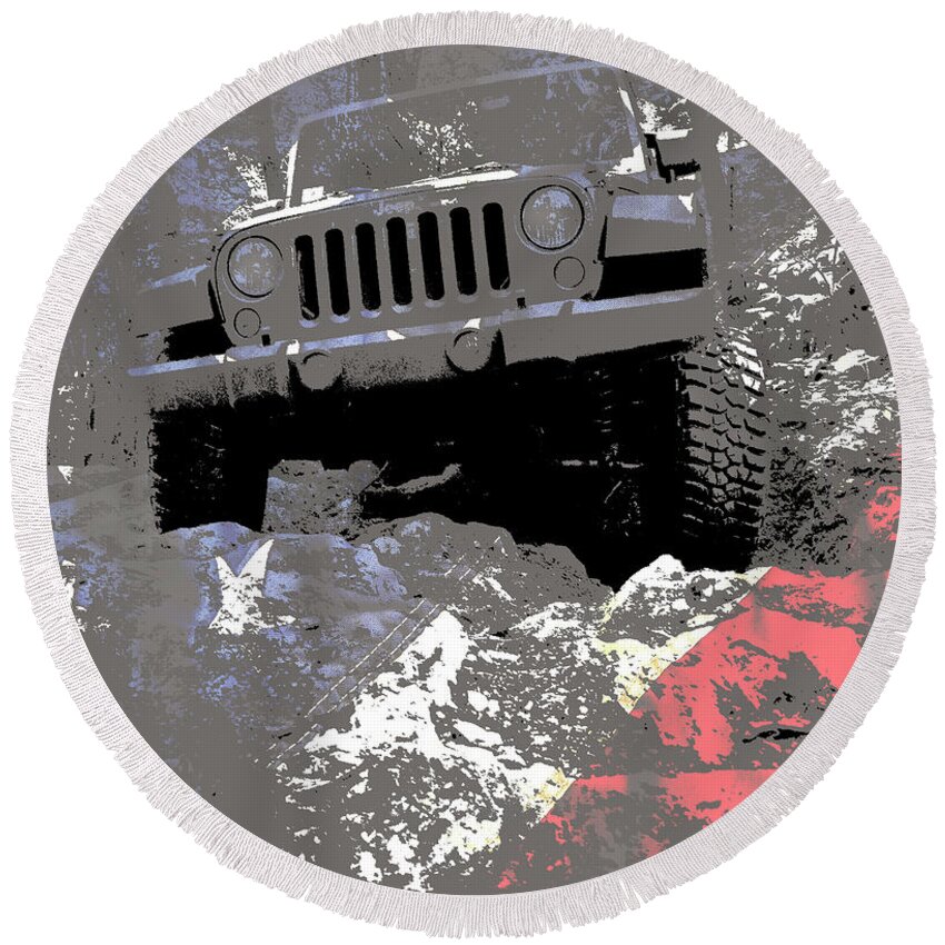 Jeep Round Beach Towel featuring the photograph Jeep JK American Trail Hero by Luke Moore