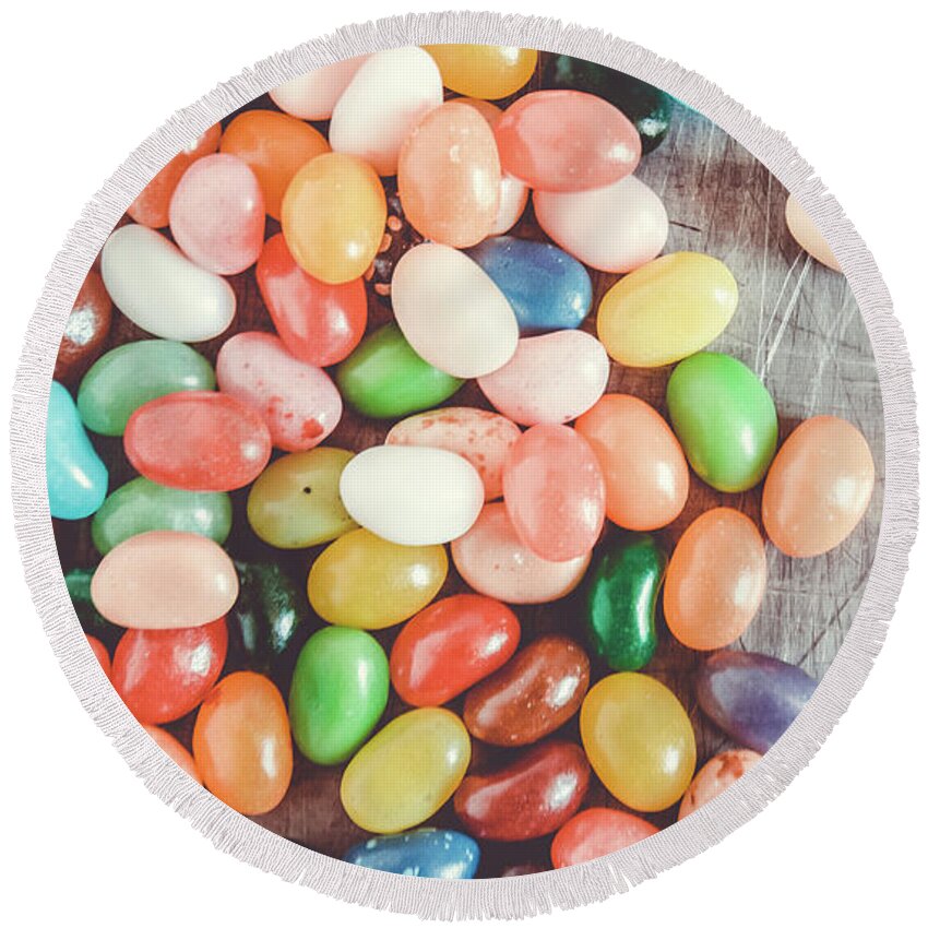 Sweet Round Beach Towel featuring the photograph Jelly Beans 2 by Andrea Anderegg