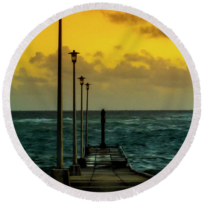 Jetty Round Beach Towel featuring the photograph Jetty at sunrise by Stuart Manning