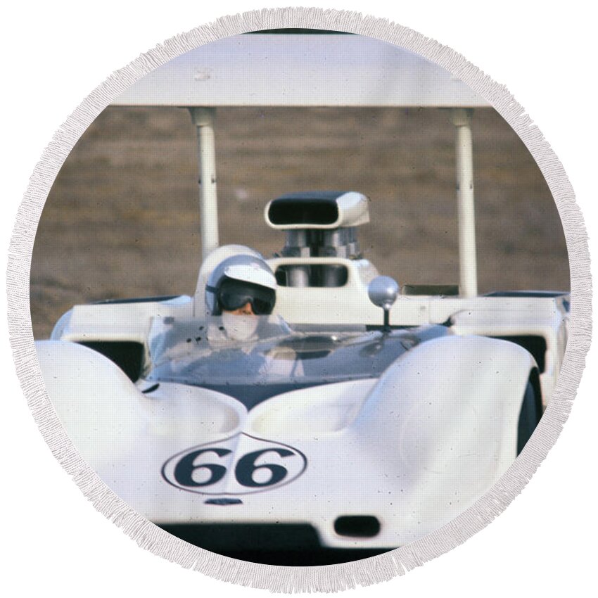 Jim Hall Round Beach Towel featuring the photograph Jim Hall in the Chaparral Closeup by Dave Allen