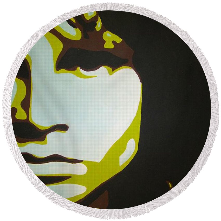 Jim Morisson Paintings Round Beach Towel featuring the painting Jim Morrison by Ashley Lane