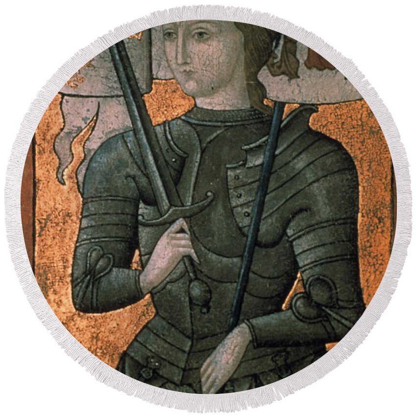 15th Century Round Beach Towel featuring the drawing JOAN OF ARC, c1412-1431 by Granger