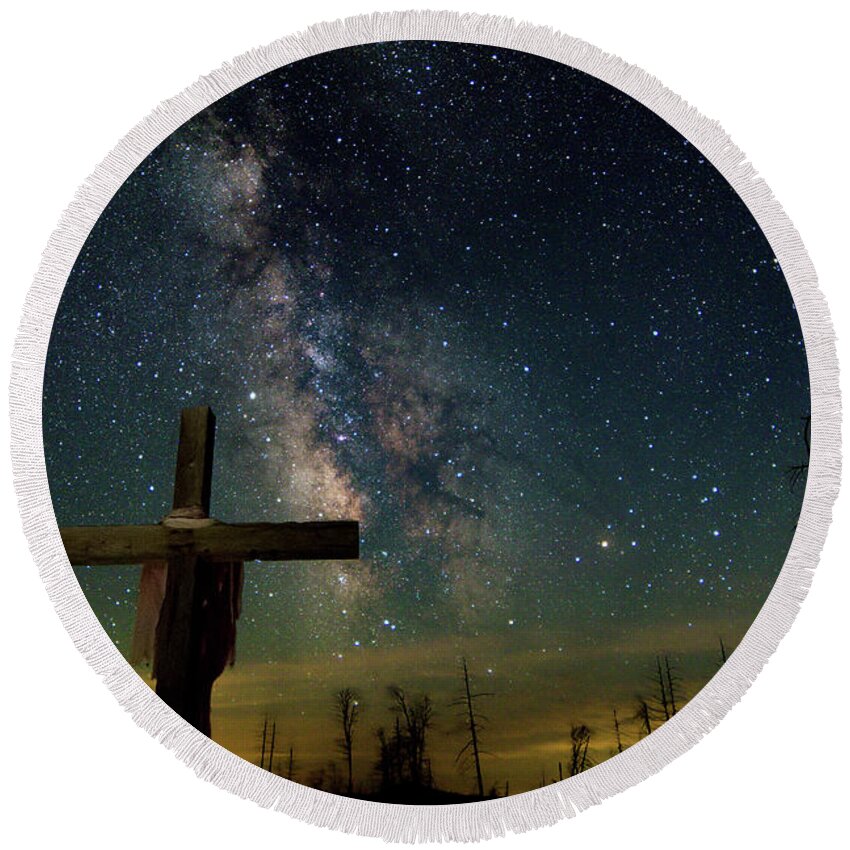 Milky Way Round Beach Towel featuring the photograph John 6 38 by Randy Robbins