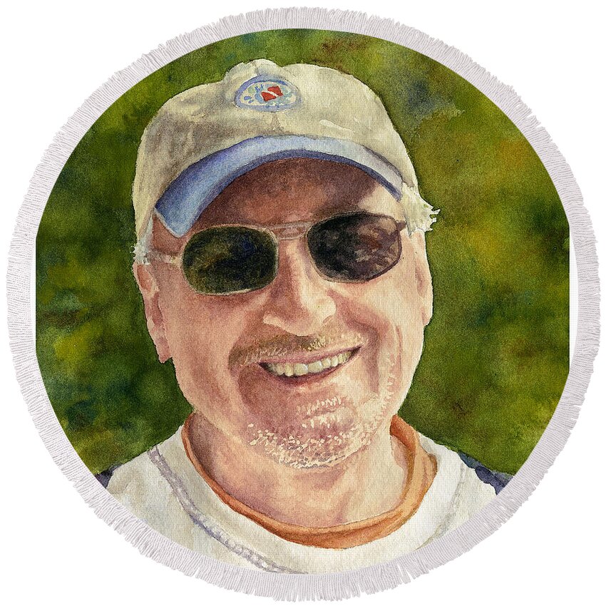 Portrait Painting Round Beach Towel featuring the painting John by Anne Gifford