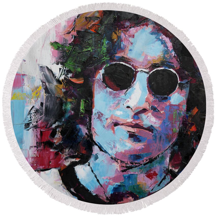John Round Beach Towel featuring the painting John Lennon by Richard Day